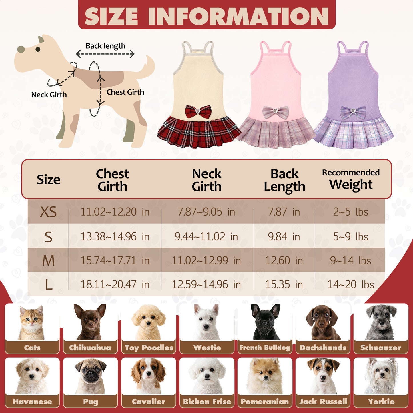 Dog Dress with Plaid Bow