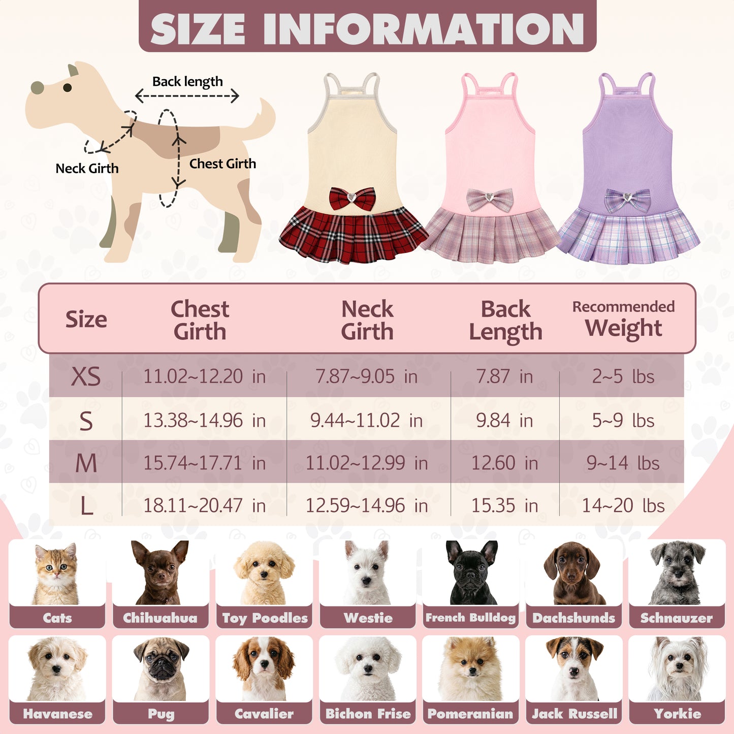 Dog Dress with Plaid Bow