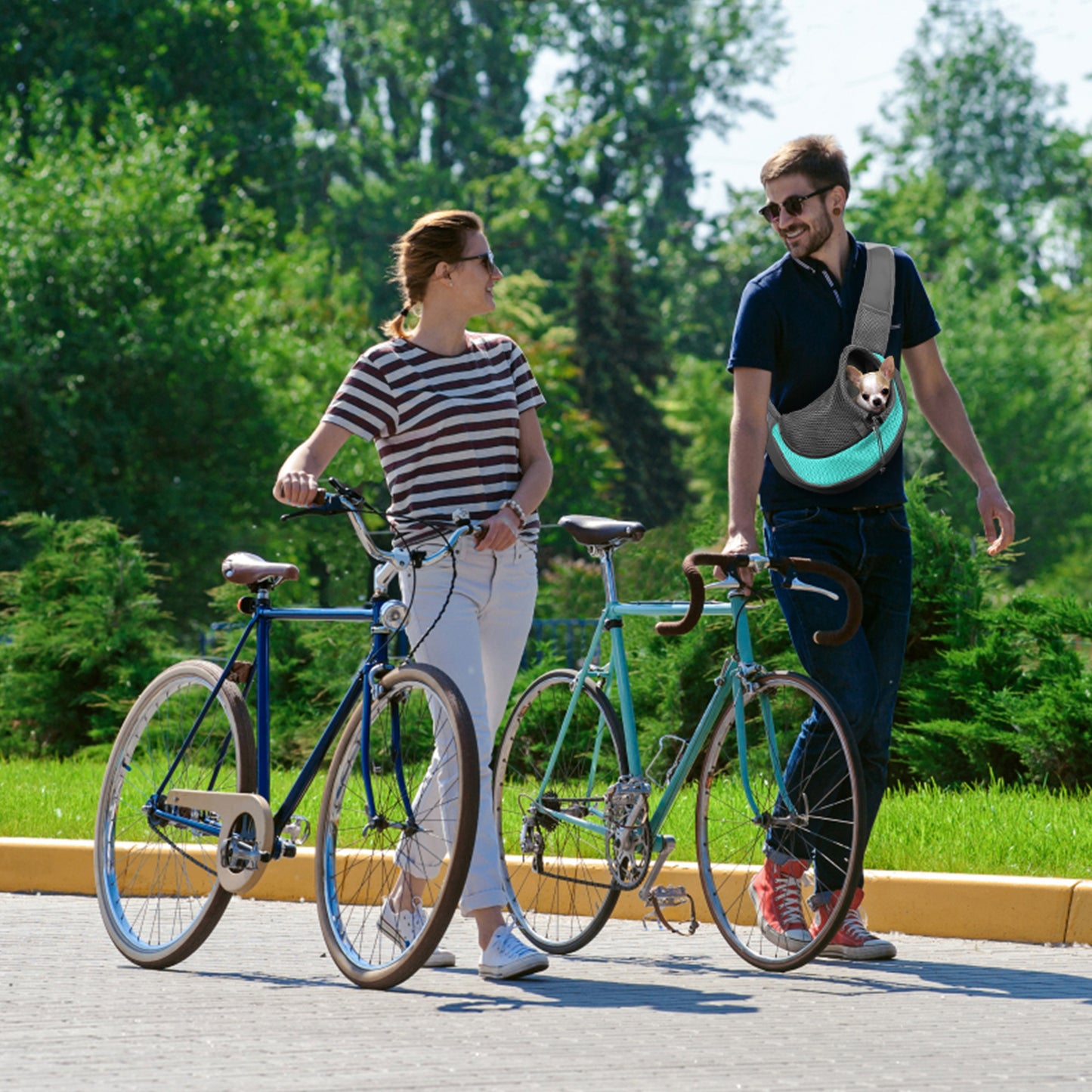 Pet Sling Carrier for Small Dogs Cyan Grey