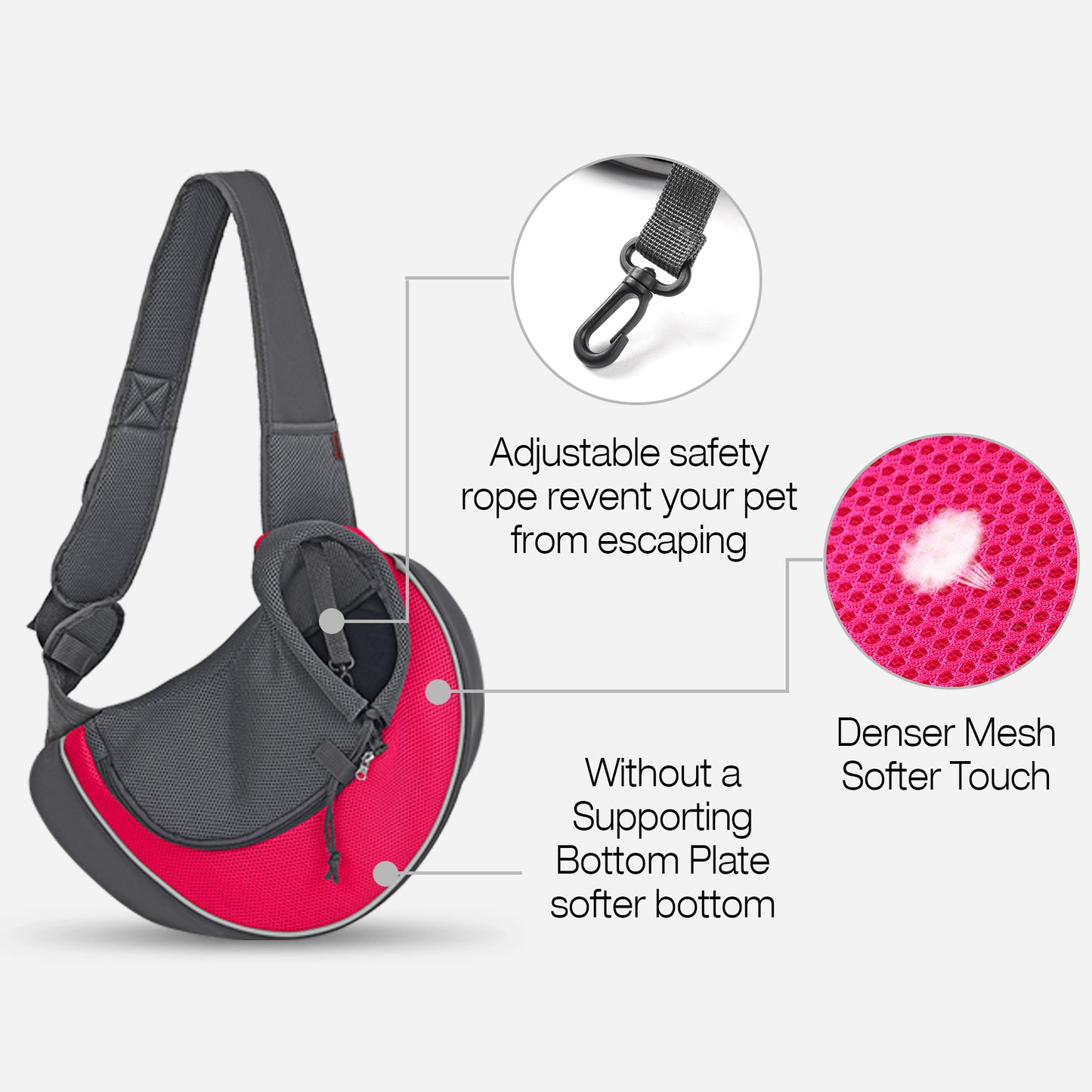 Pet Sling Carrier for Small Dogs Rose Grey