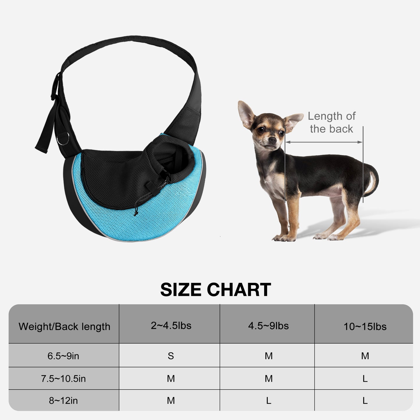 Pet Sling Carrier for Small Dogs Blue Black