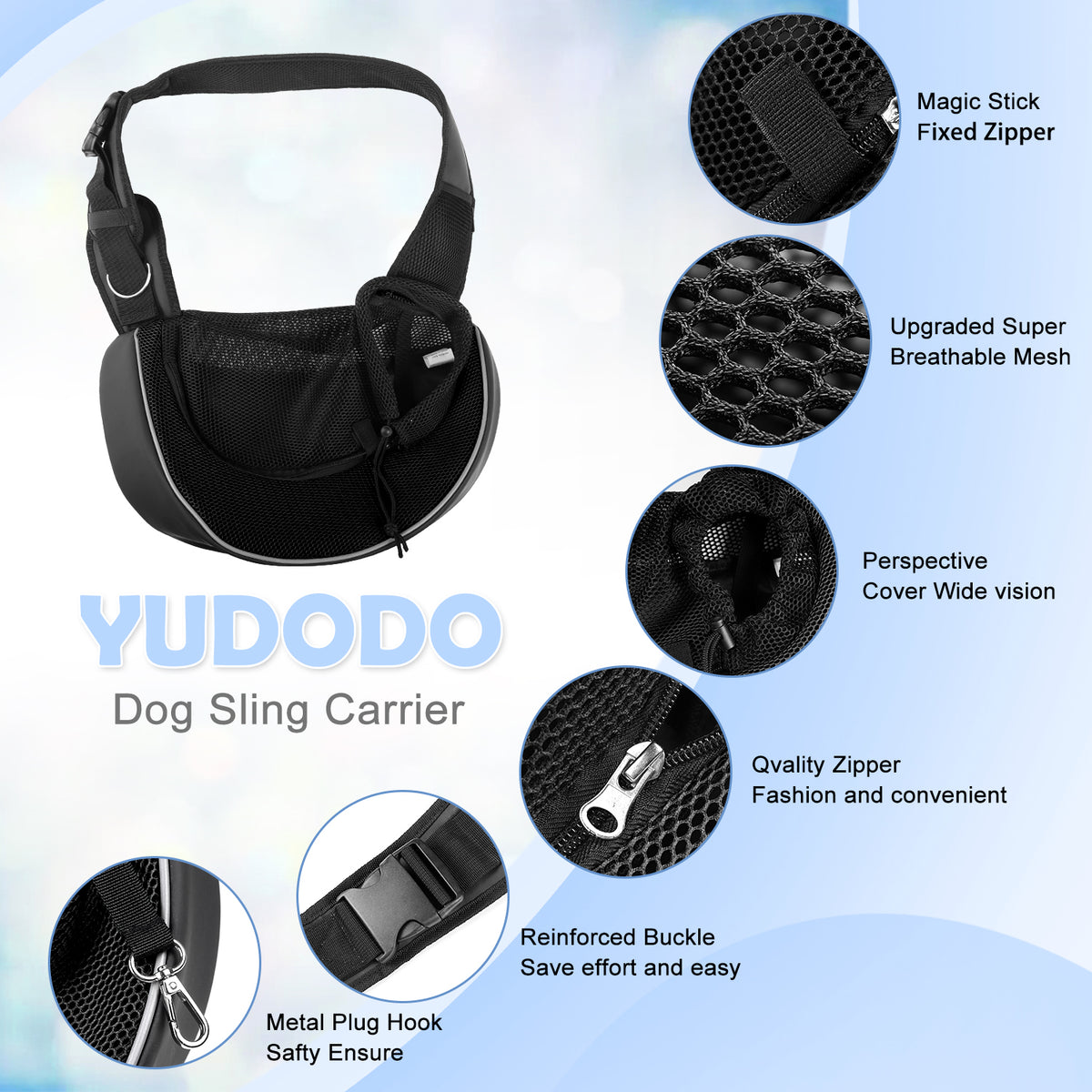 Mesh Pet Sling Carrier with Hard Support Board