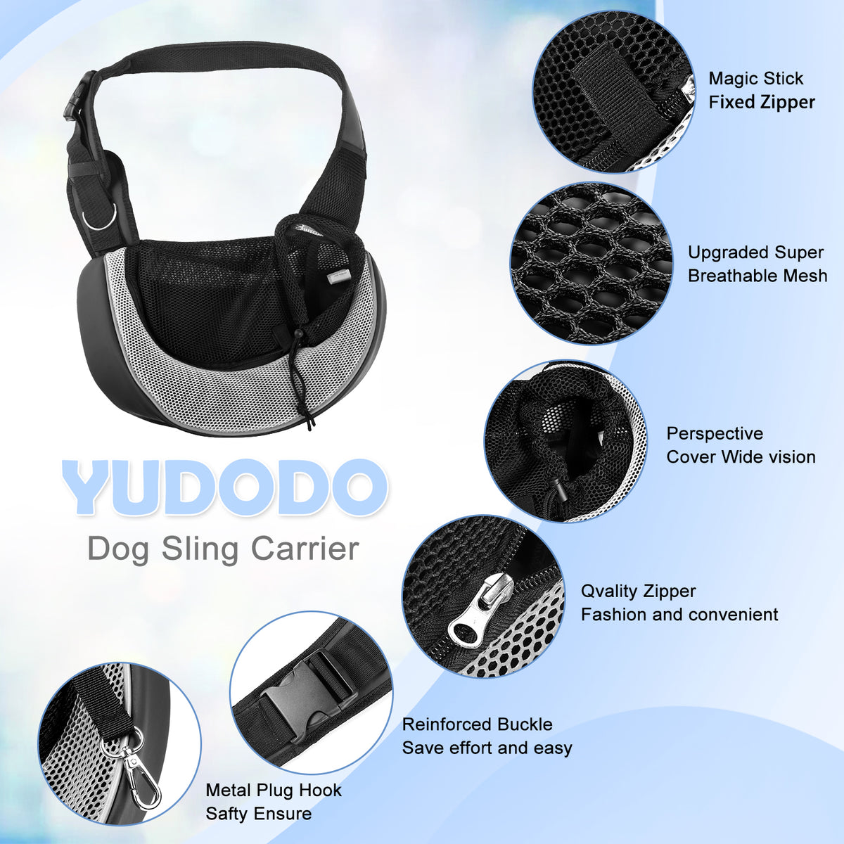 Mesh Pet Sling Carrier with Hard Support Board