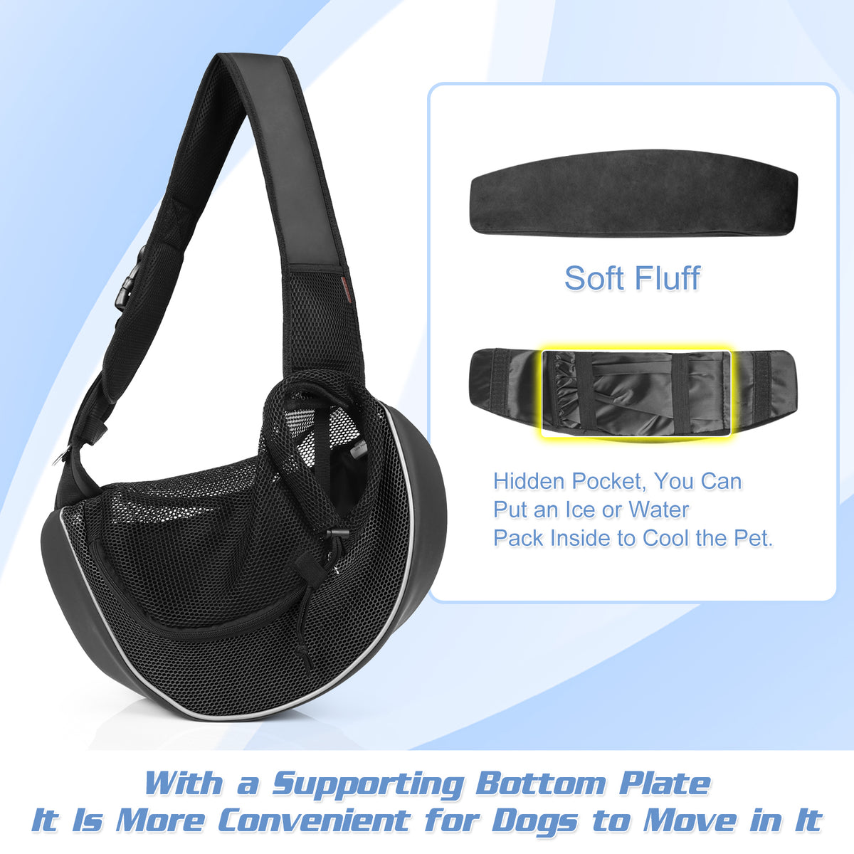 Mesh Pet Sling Carrier with Hard Support Board