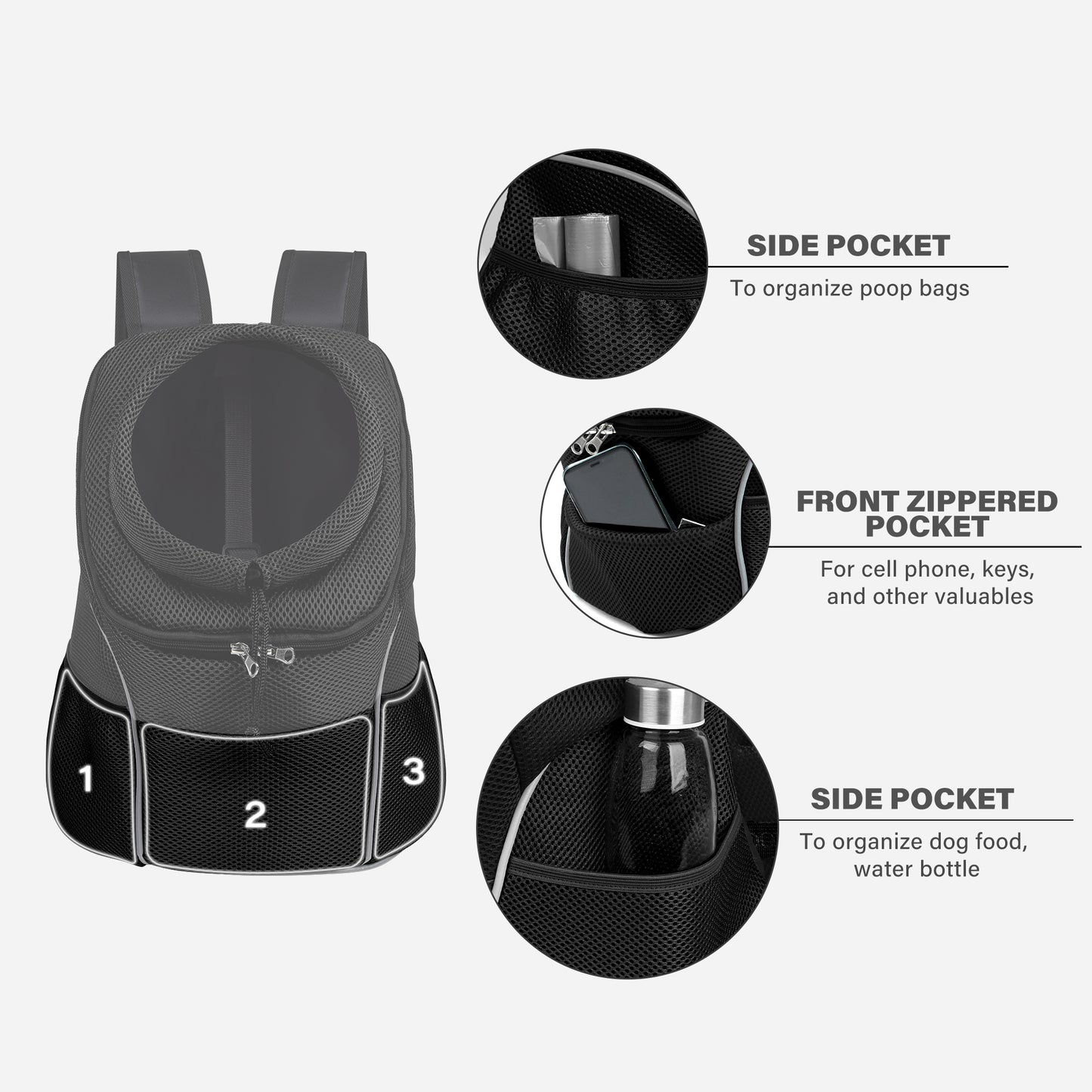 Adjustable Breathable Pet Carrier for Small Dogs All Black