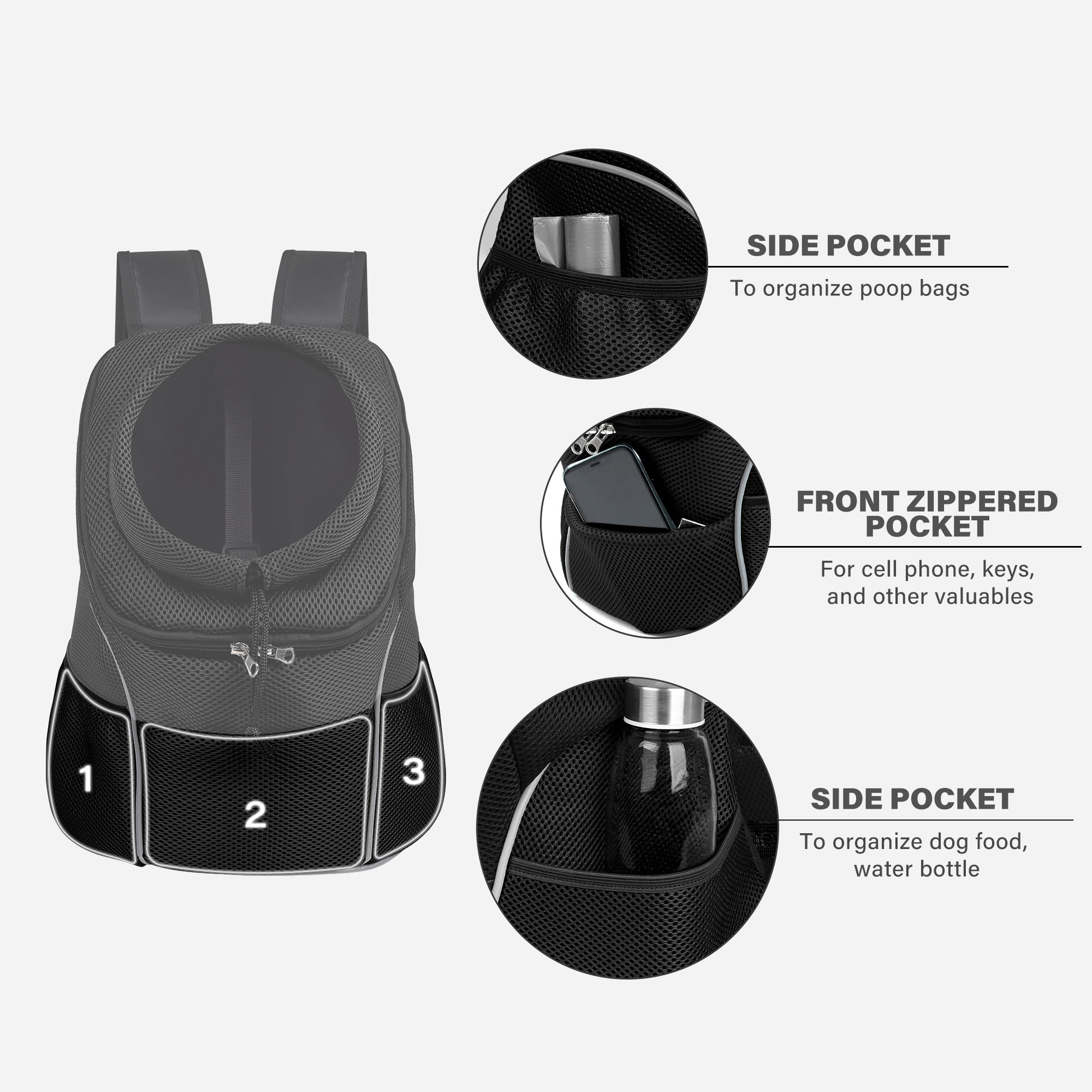 Adjustable Breathable Pet Carrier for Small Dogs All Black