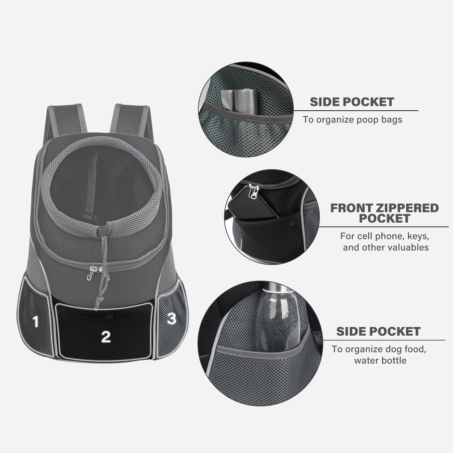 Adjustable Breathable Pet Carrier for Small Dogs Black