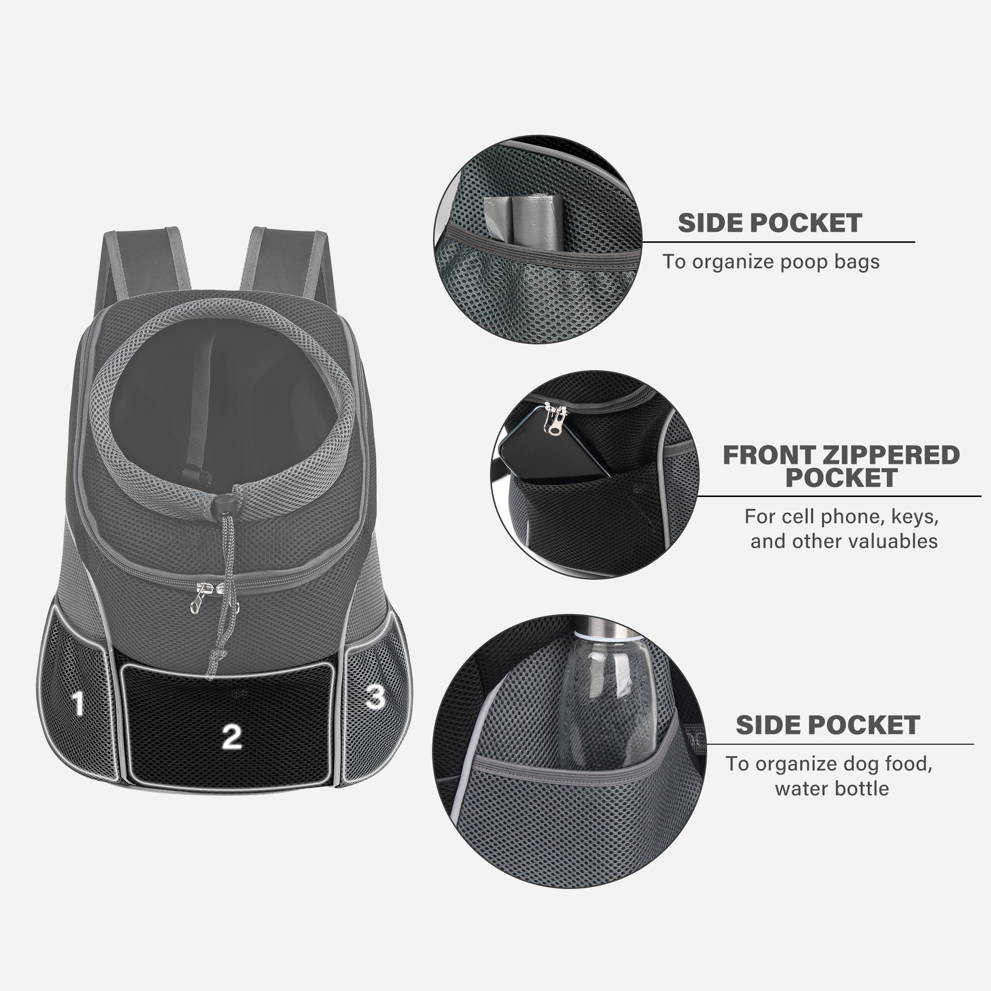 Adjustable Breathable Pet Carrier for Small Dogs Black