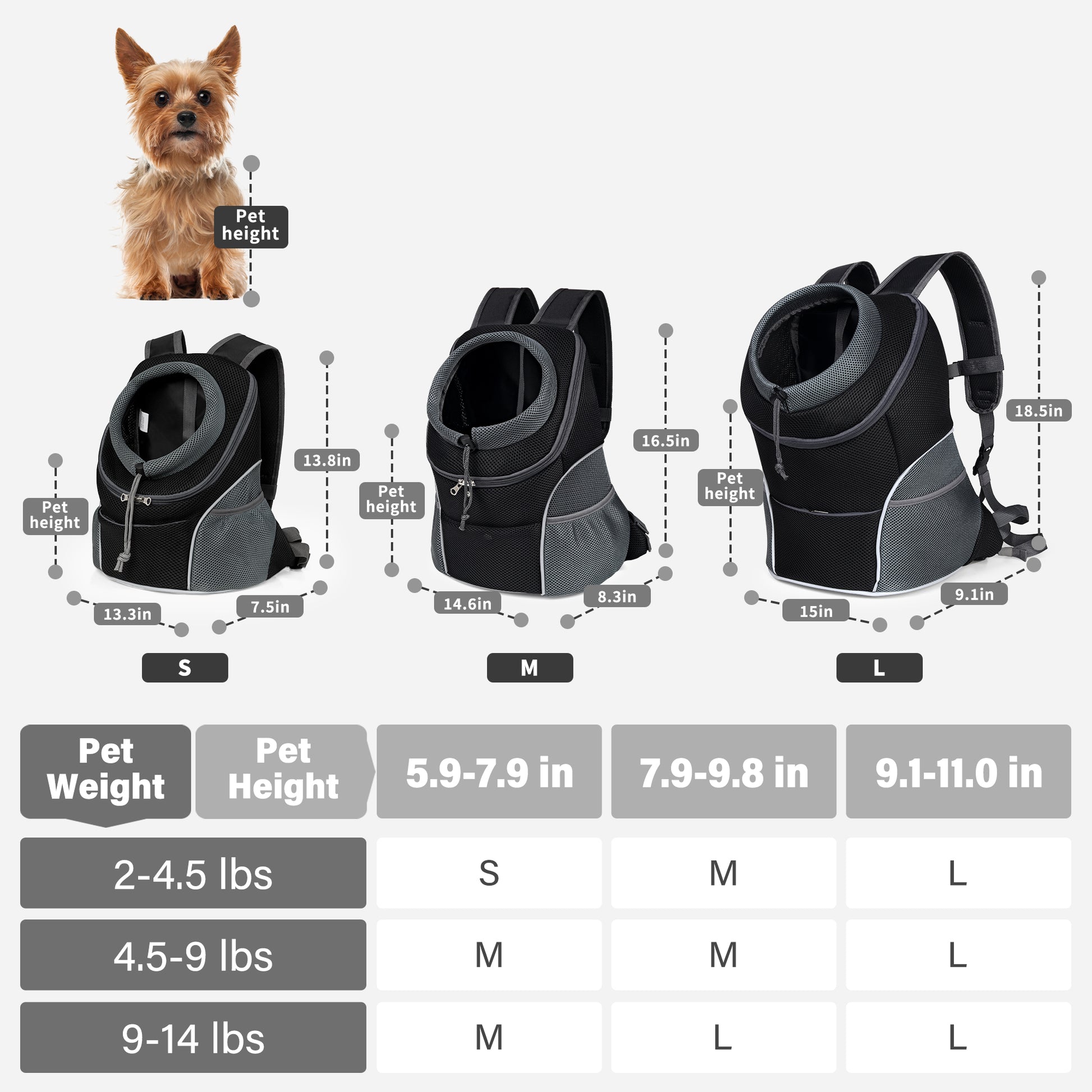 Adjustable Breathable Pet Carrier for Small Dogs Black