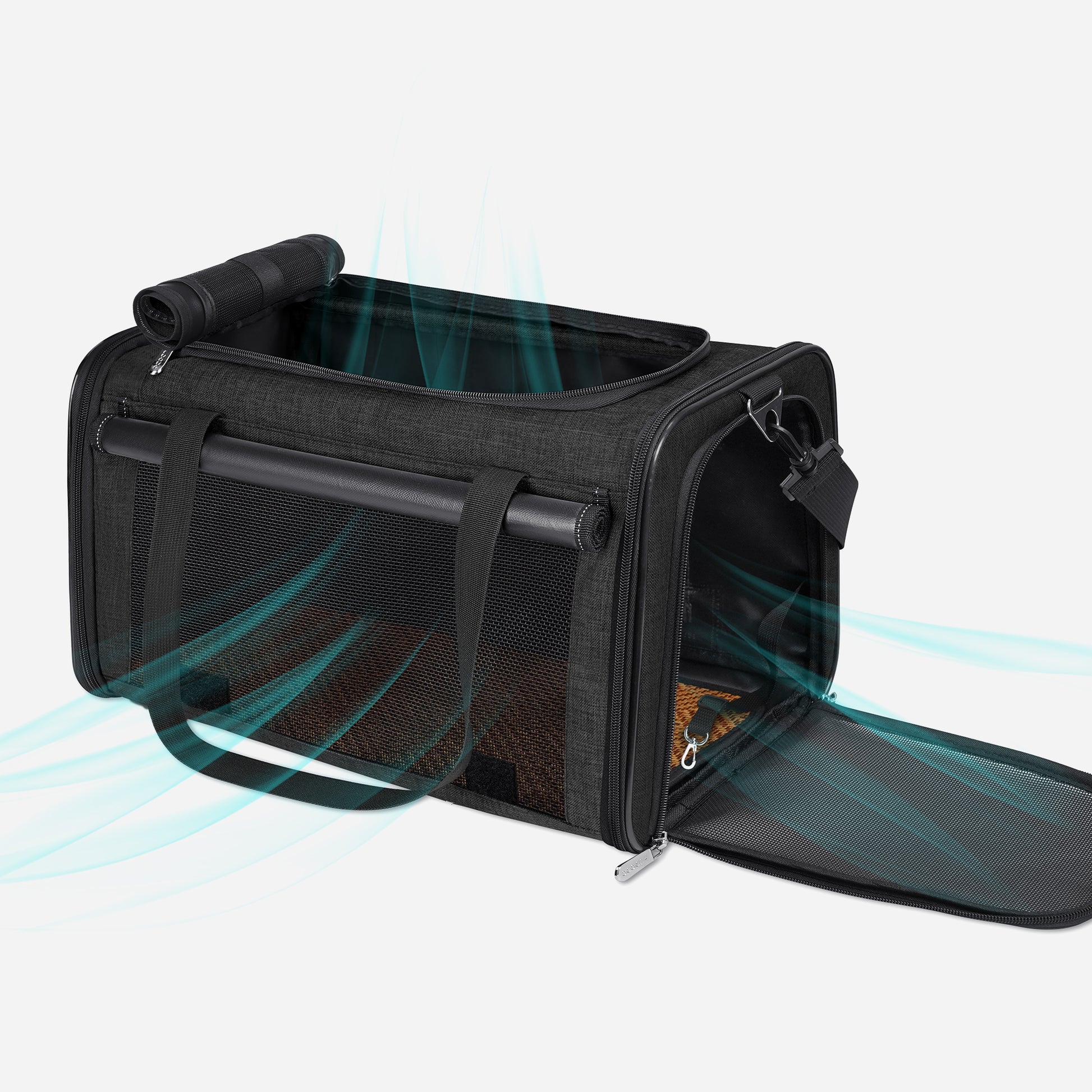 Airline Approved Travel Bag Puppy Carriers with Side Pockets Black