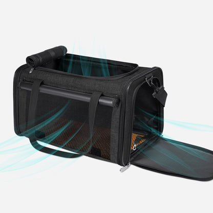 Airline Approved Travel Bag Puppy Carriers with Side Pockets Black