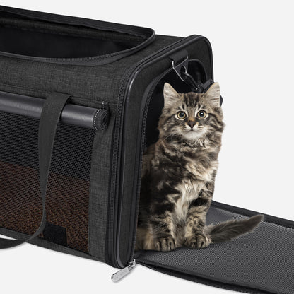 Airline Approved Travel Bag Puppy Carriers with Side Pockets Black