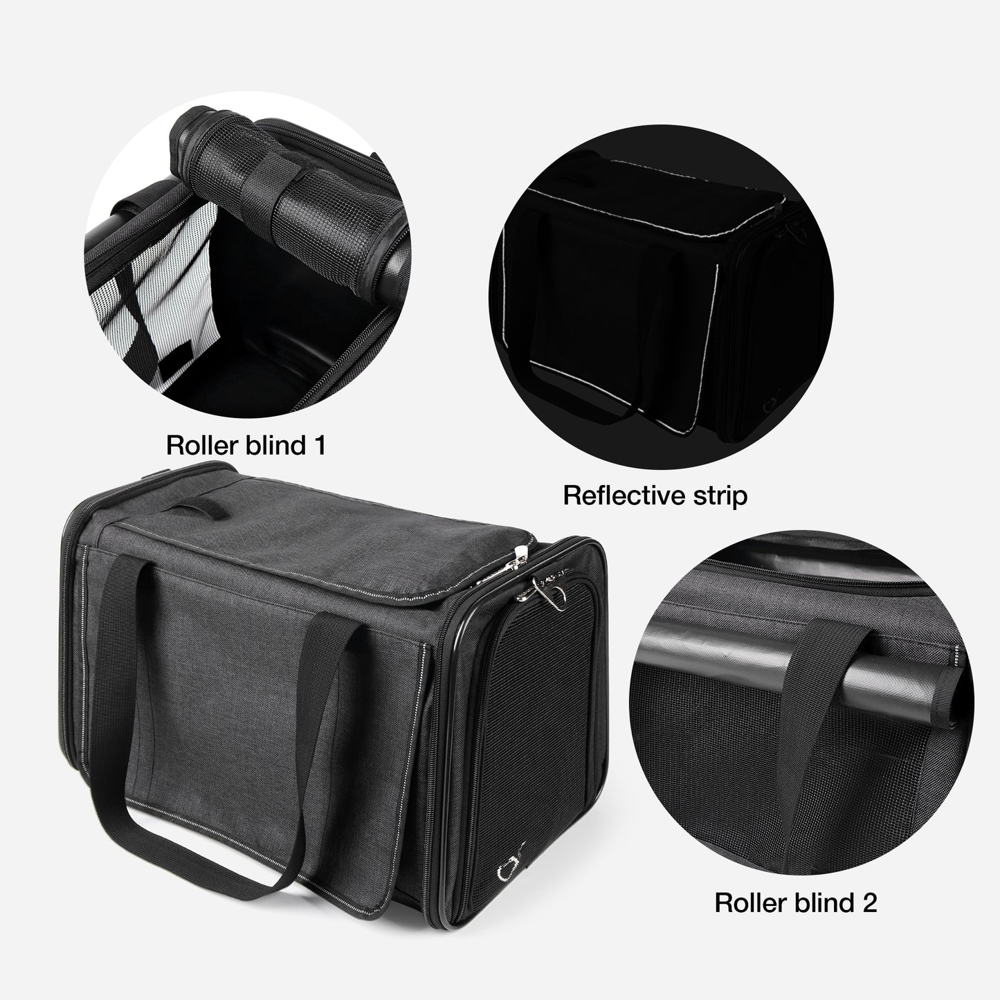 Airline Approved Travel Bag Puppy Carriers with Side Pockets Black