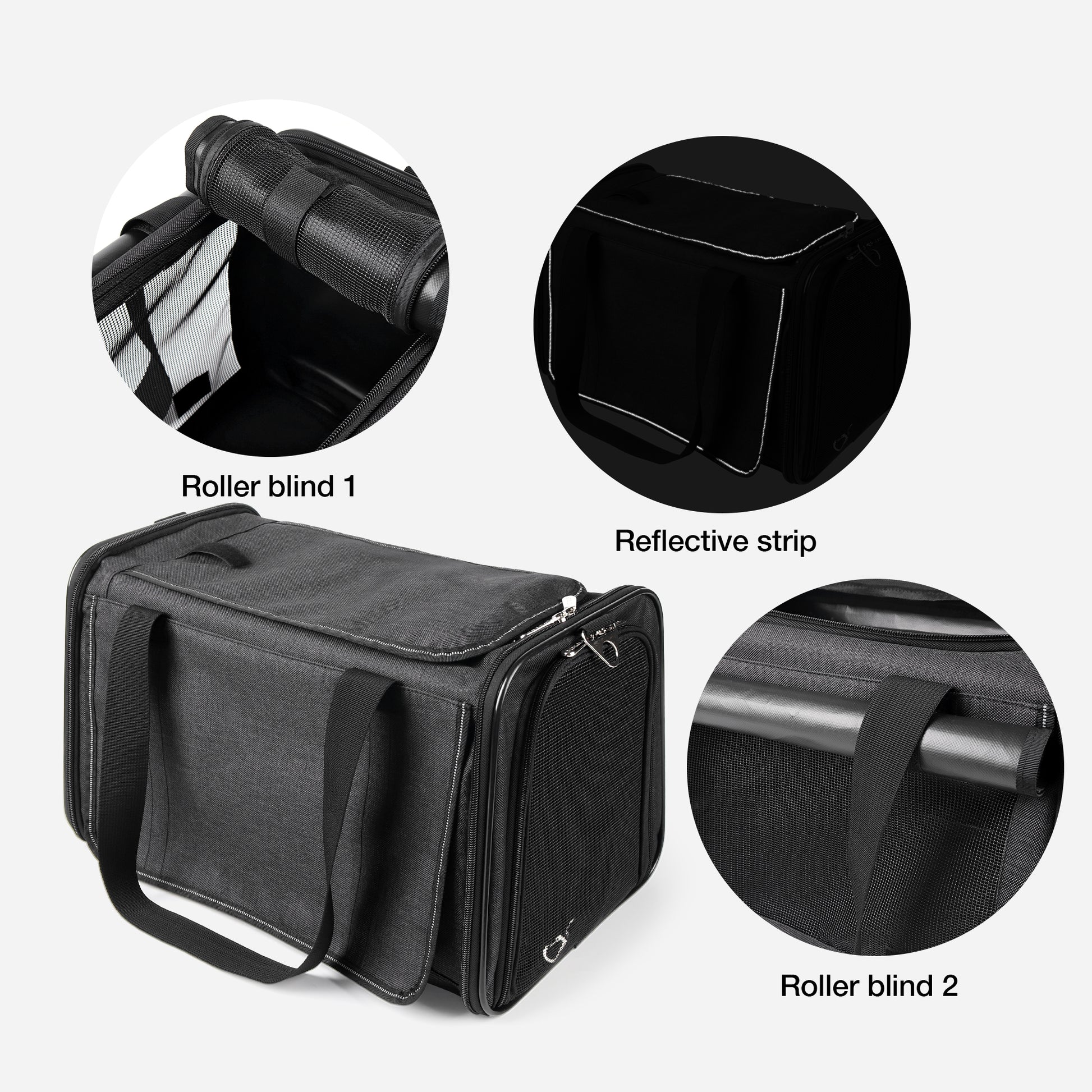 Airline Approved Travel Bag Puppy Carriers with Side Pockets Black