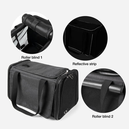 Airline Approved Travel Bag Puppy Carriers with Side Pockets Black