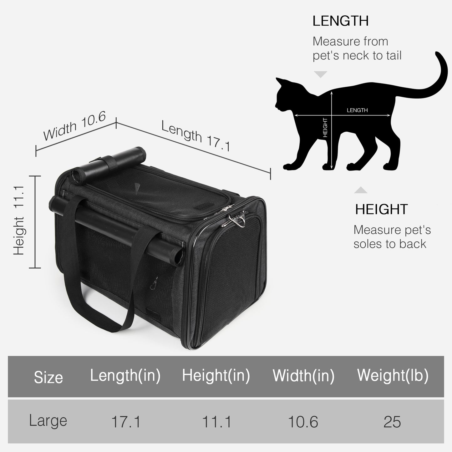 Airline Approved Travel Bag Puppy Carriers with Side Pockets Black