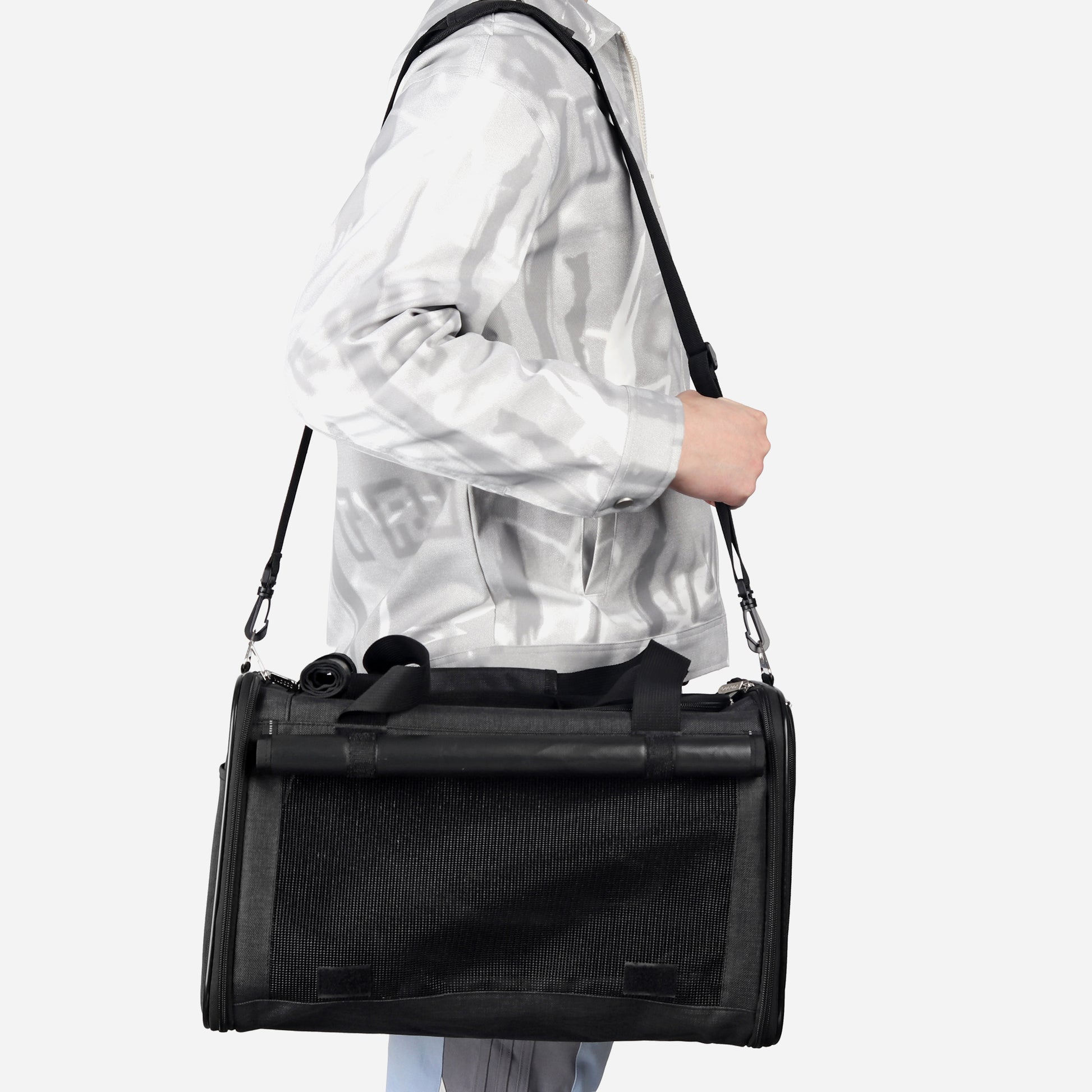 Airline Approved Travel Bag Puppy Carriers with Side Pockets Black