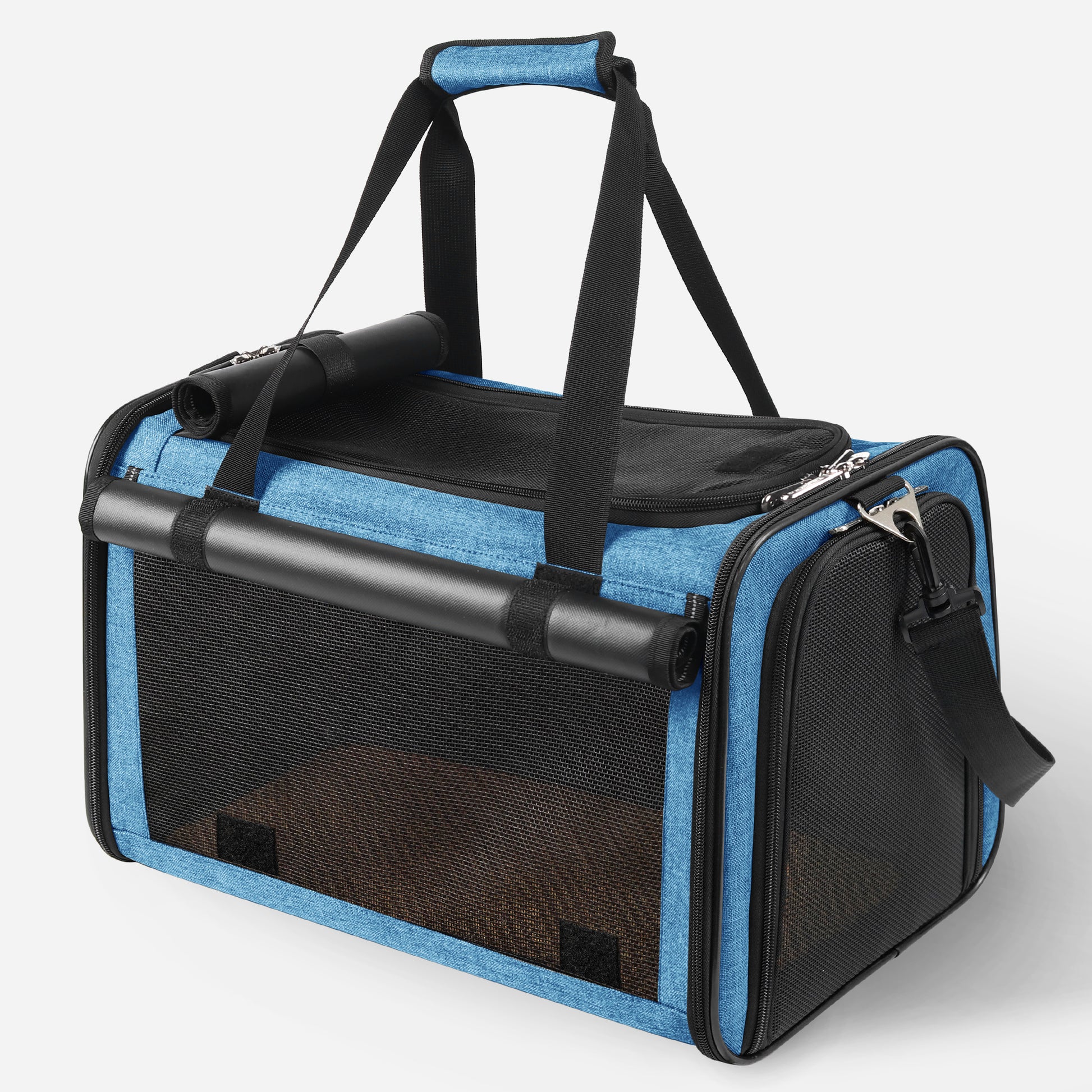 Airline Approved Travel Bag Puppy Carriers with Side Pockets Blue