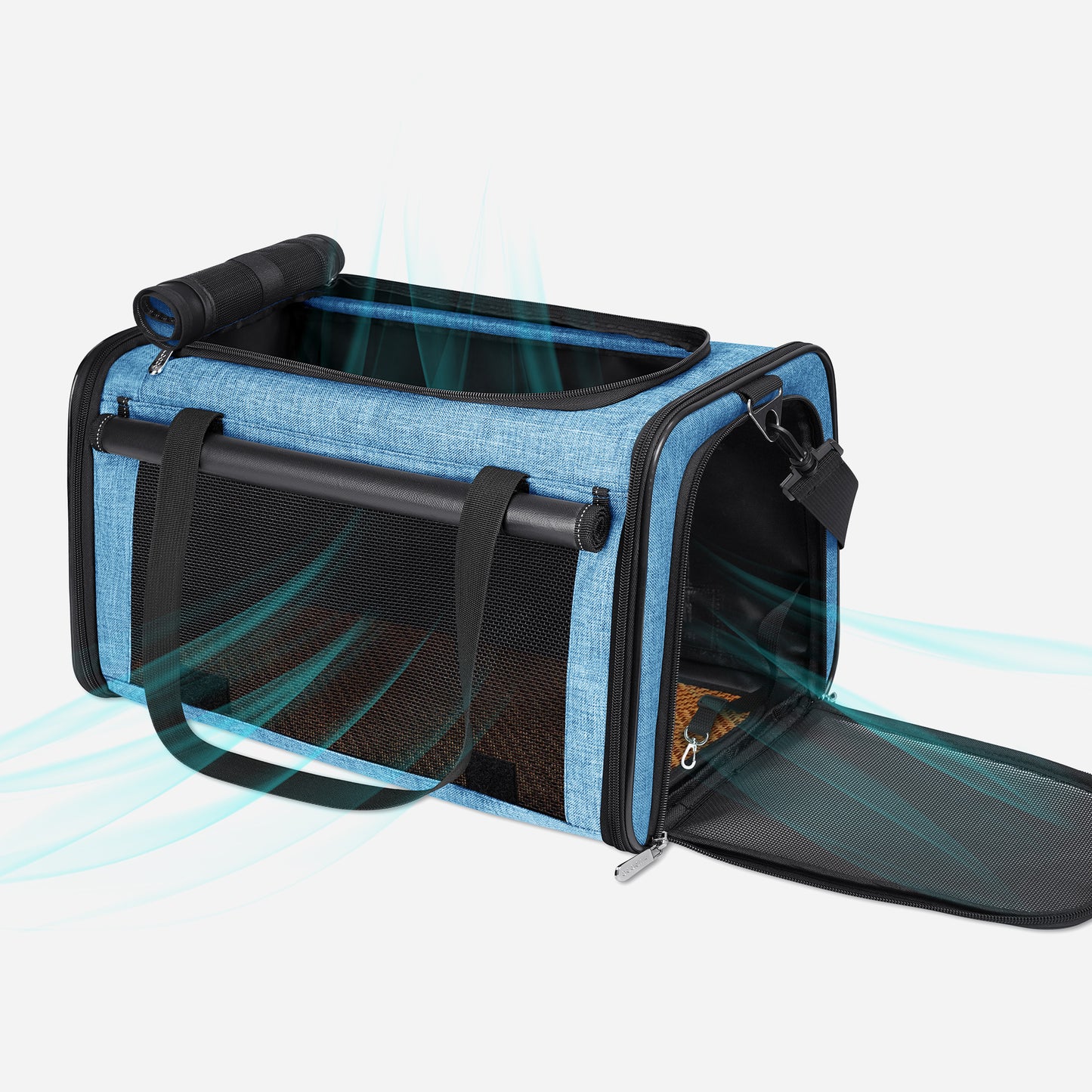 Airline Approved Travel Bag Puppy Carriers with Side Pockets Blue