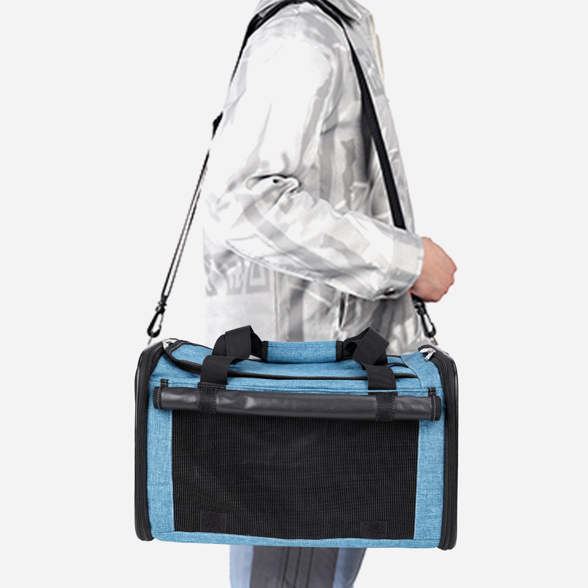 Airline Approved Travel Bag Puppy Carriers with Side Pockets Blue