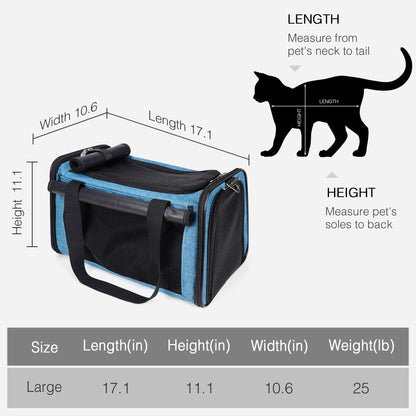 Airline Approved Travel Bag Puppy Carriers with Side Pockets Blue
