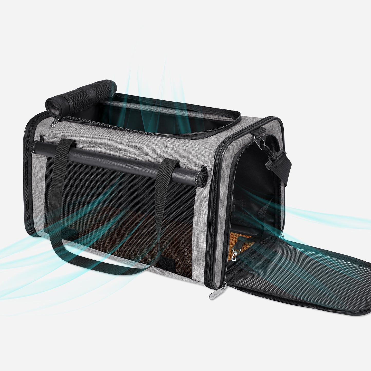 Airline Approved Travel Bag Puppy Carriers with Side Pockets Grey