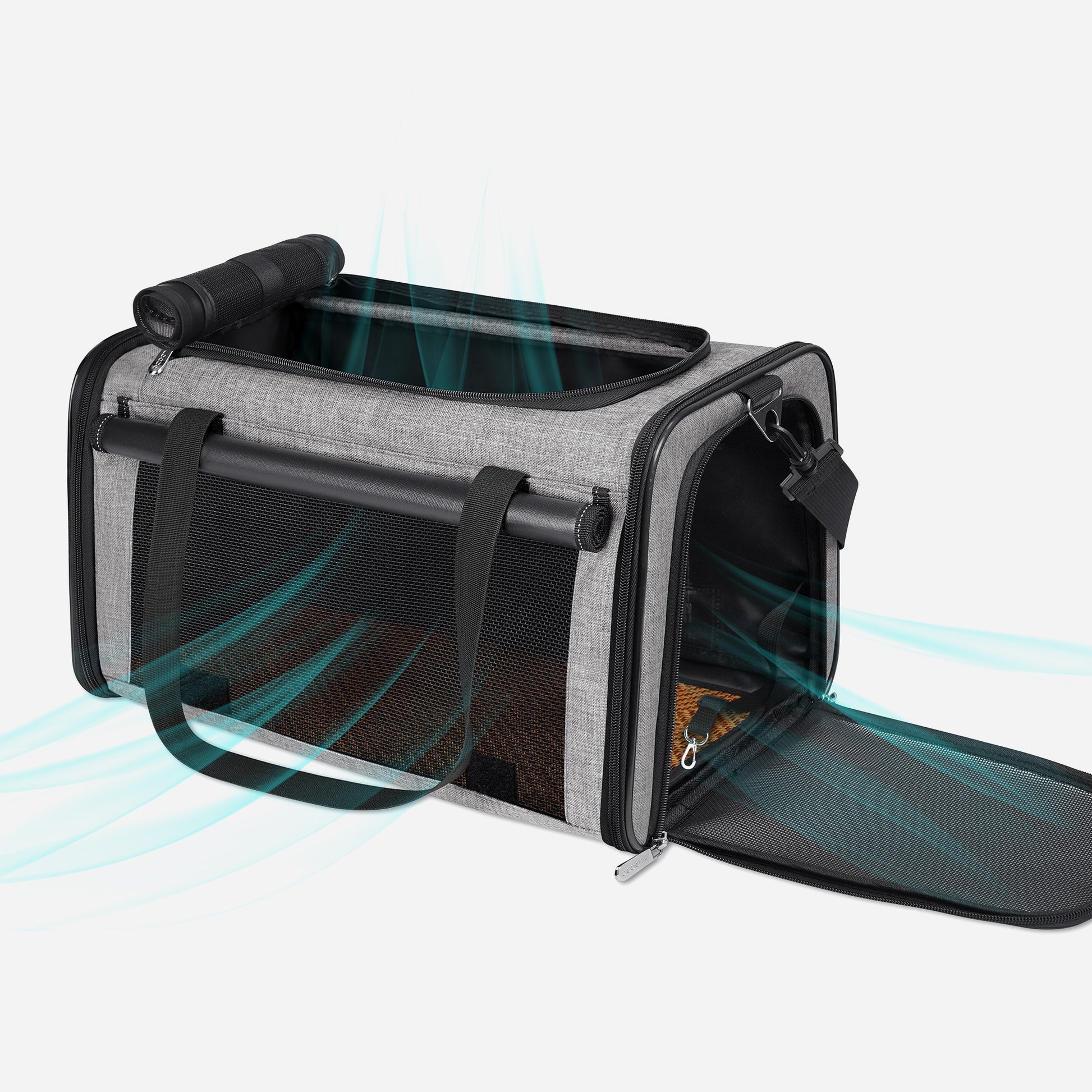 Airline Approved Travel Bag Puppy Carriers with Side Pockets Grey