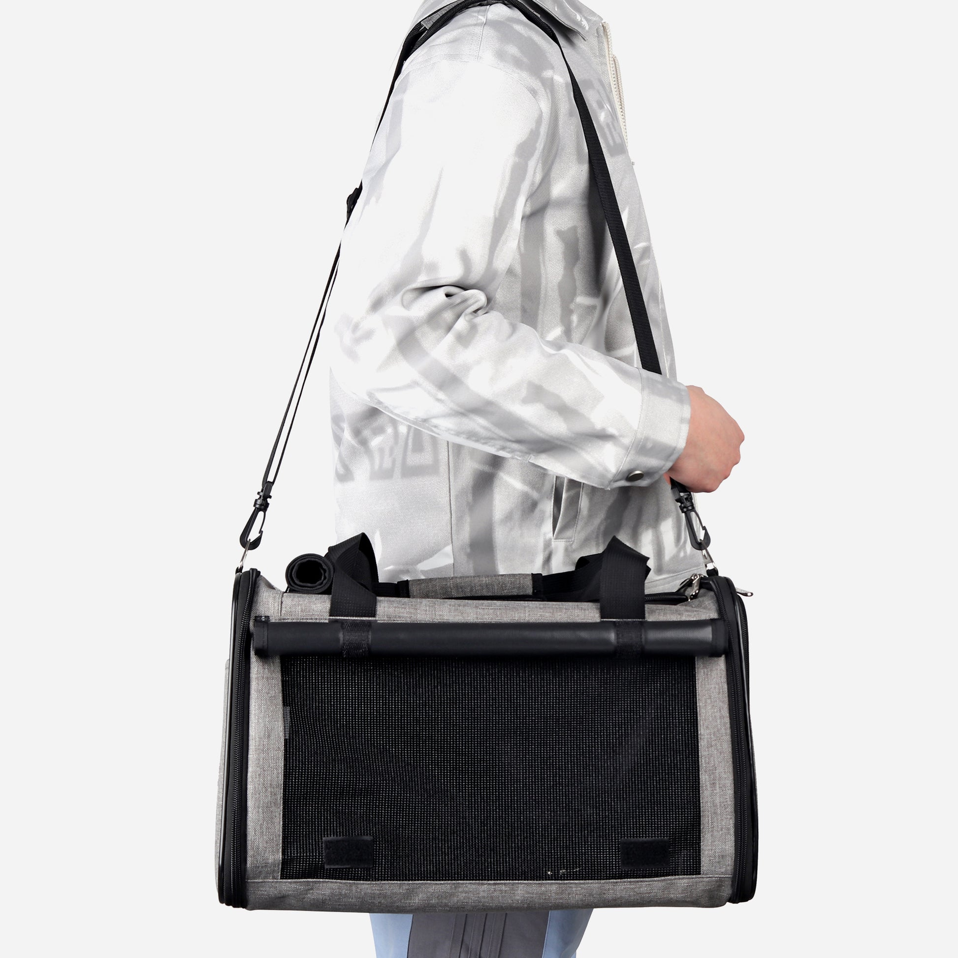 Airline Approved Travel Bag Puppy Carriers with Side Pockets Grey