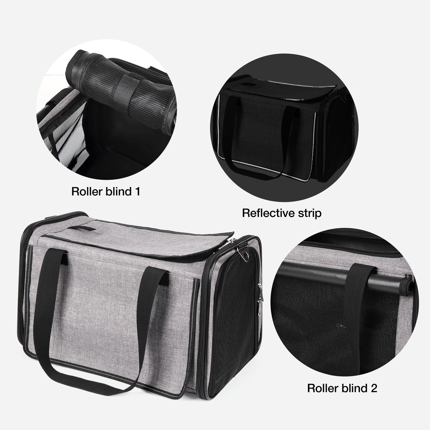 Airline Approved Travel Bag Puppy Carriers with Side Pockets Grey