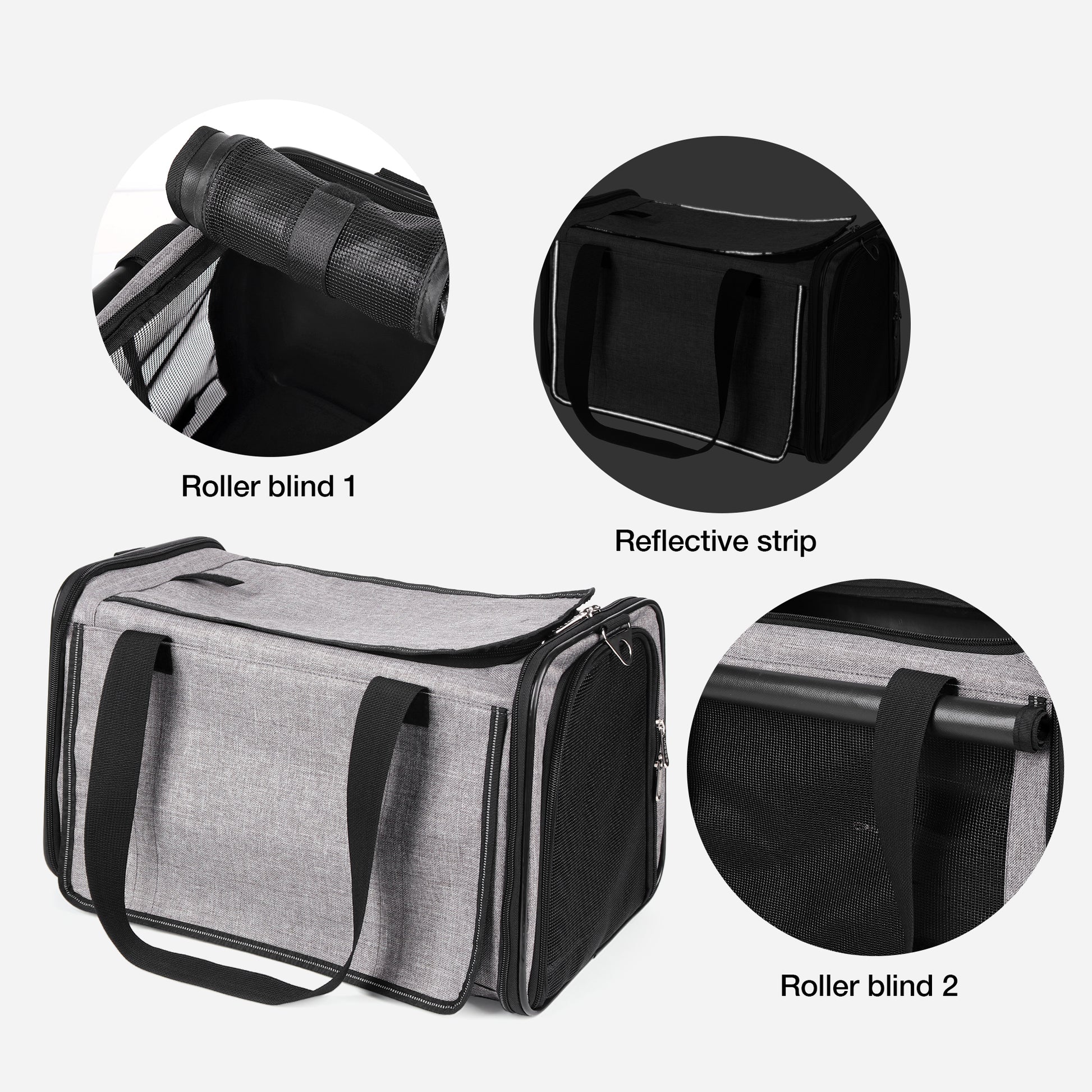 Airline Approved Travel Bag Puppy Carriers with Side Pockets Grey