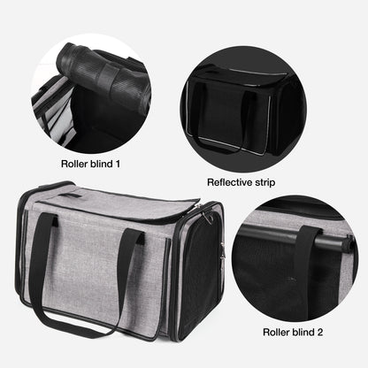 Airline Approved Travel Bag Puppy Carriers with Side Pockets Grey