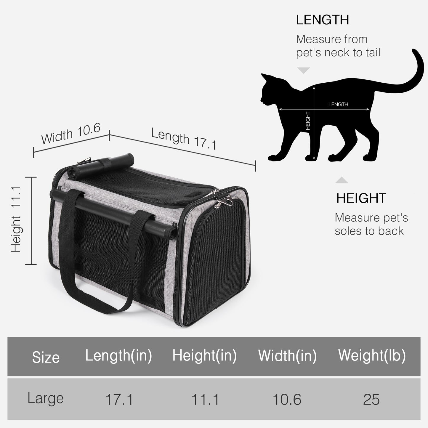 Airline Approved Travel Bag Puppy Carriers with Side Pockets Grey