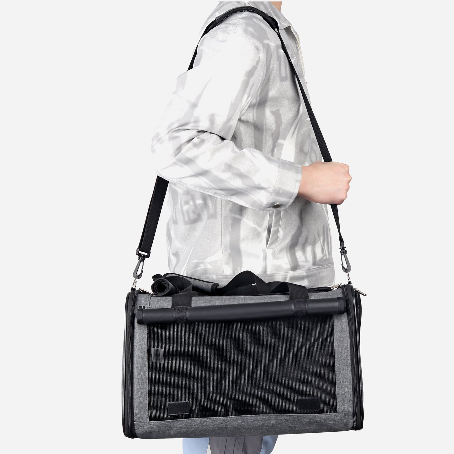 Airline Approved Travel Bag Puppy Carriers with Side Pockets Grey green