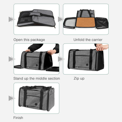 Airline Approved Travel Bag Puppy Carriers with Side Pockets Grey green