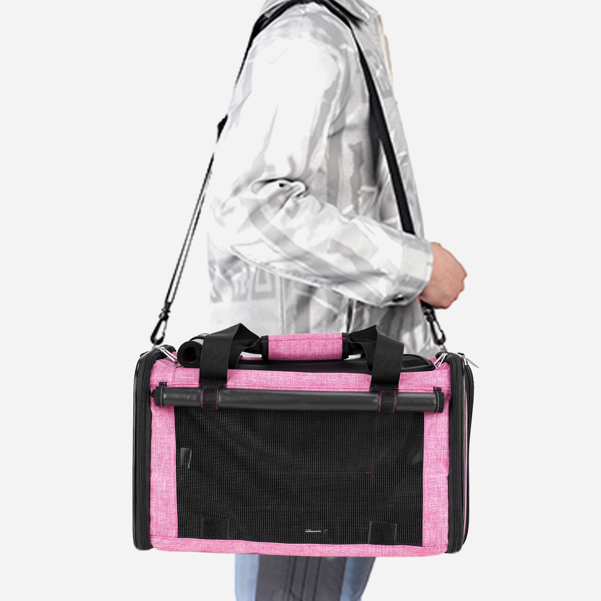 Airline Approved Travel Bag Puppy Carriers with Side Pockets Pink