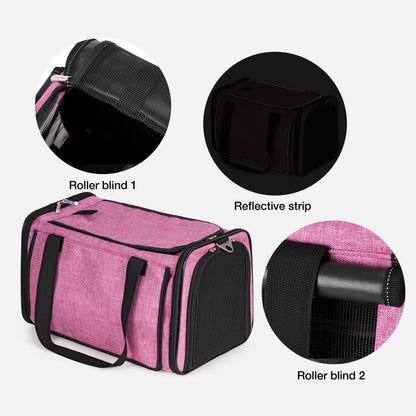 Airline Approved Travel Bag Puppy Carriers with Side Pockets Pink