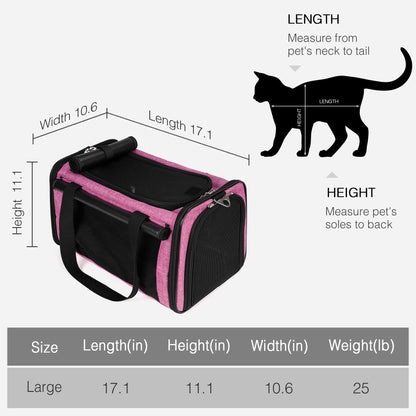 Airline Approved Travel Bag Puppy Carriers with Side Pockets Pink