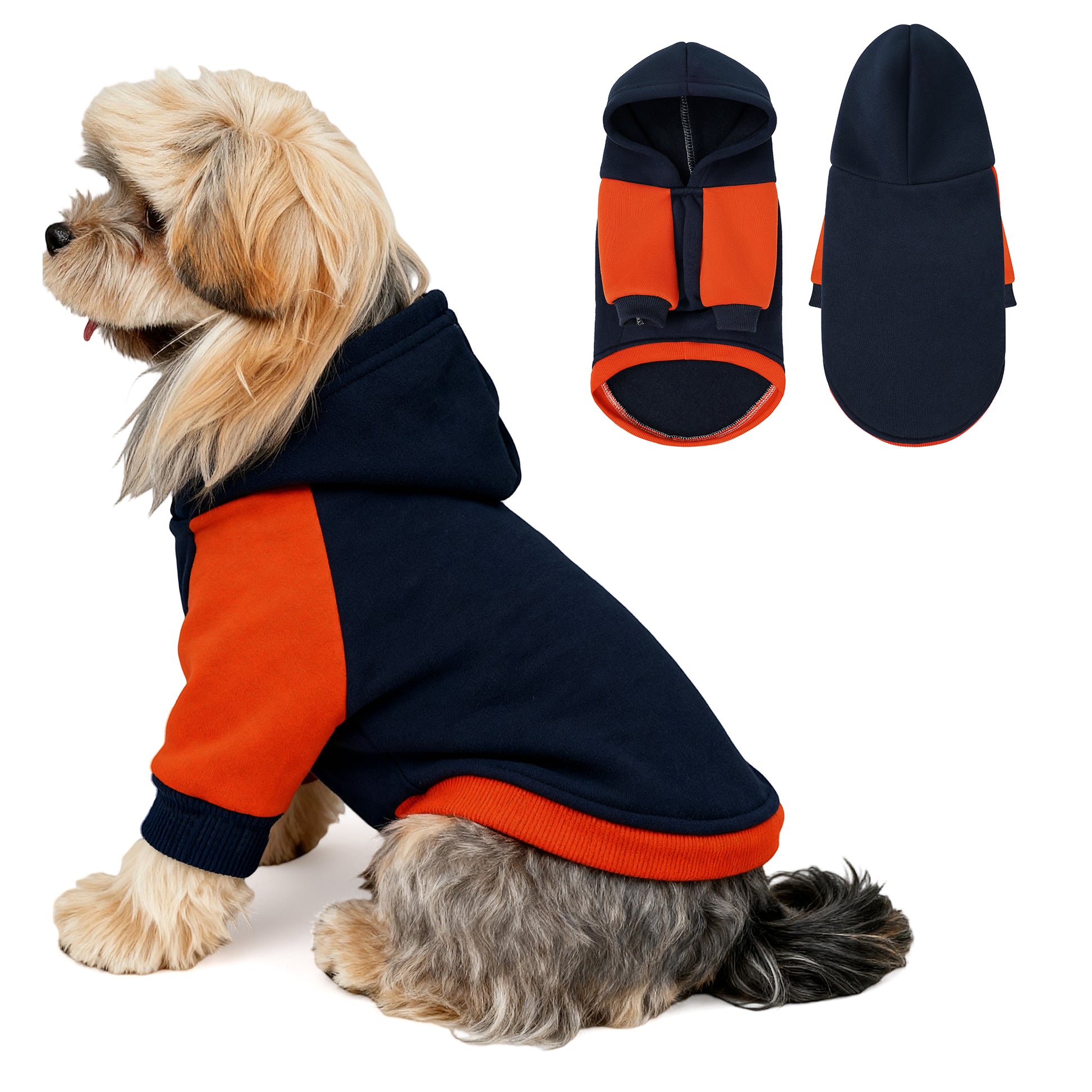 Color Block Dog Hoodie Navy Blue_1