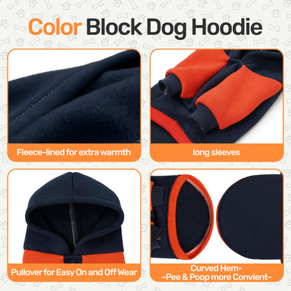 Color Block Dog Hoodie Navy Blue_5