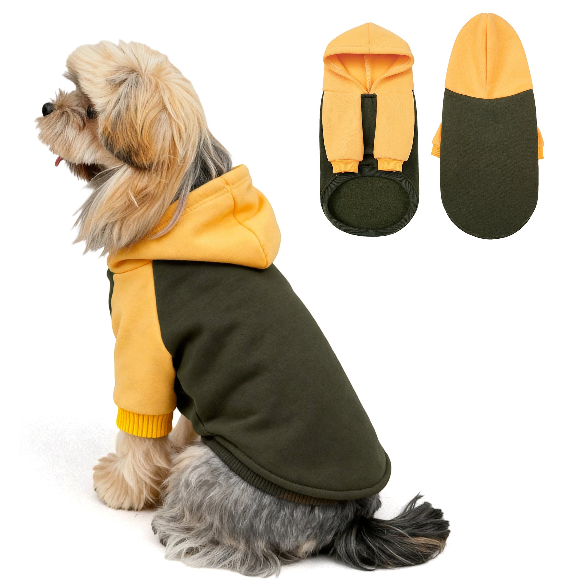 Color Block Dog Hoodie Olive Green_1
