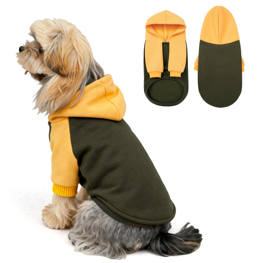 Color Block Dog Hoodie Olive Green_1