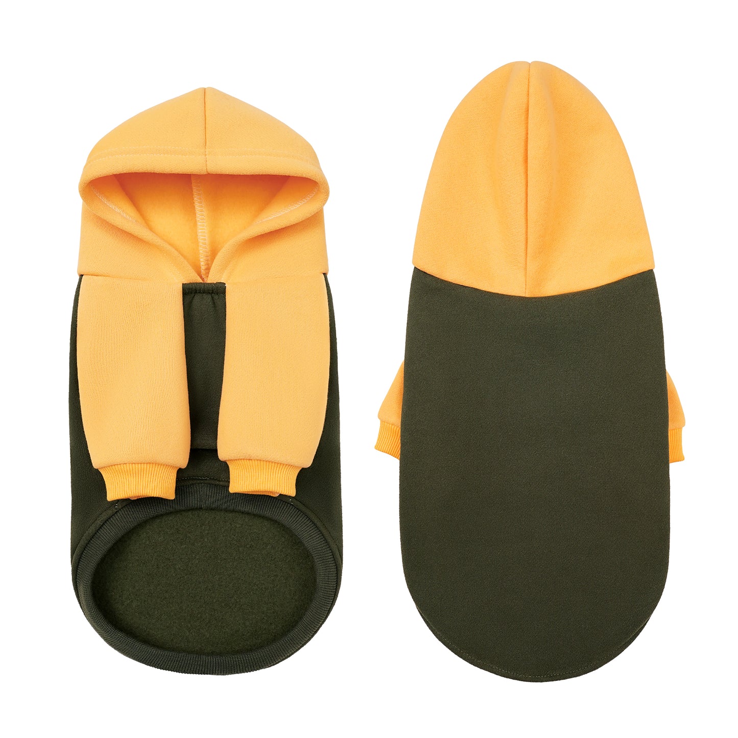 Color Block Dog Hoodie Olive Green_2