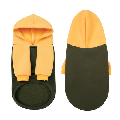 Color Block Dog Hoodie Olive Green_2