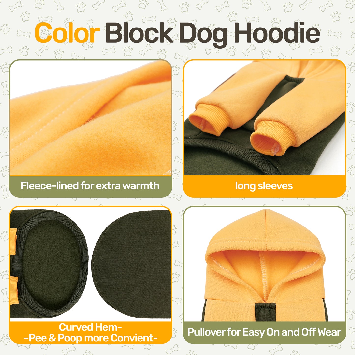 Color Block Dog Hoodie Olive Green