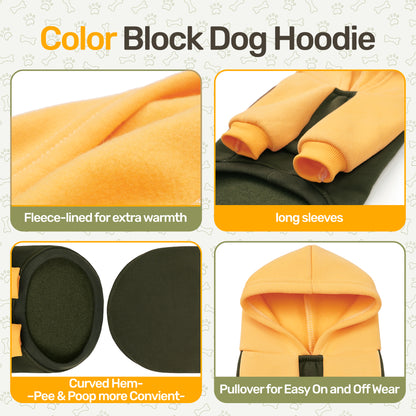 Color Block Dog Hoodie Olive Green