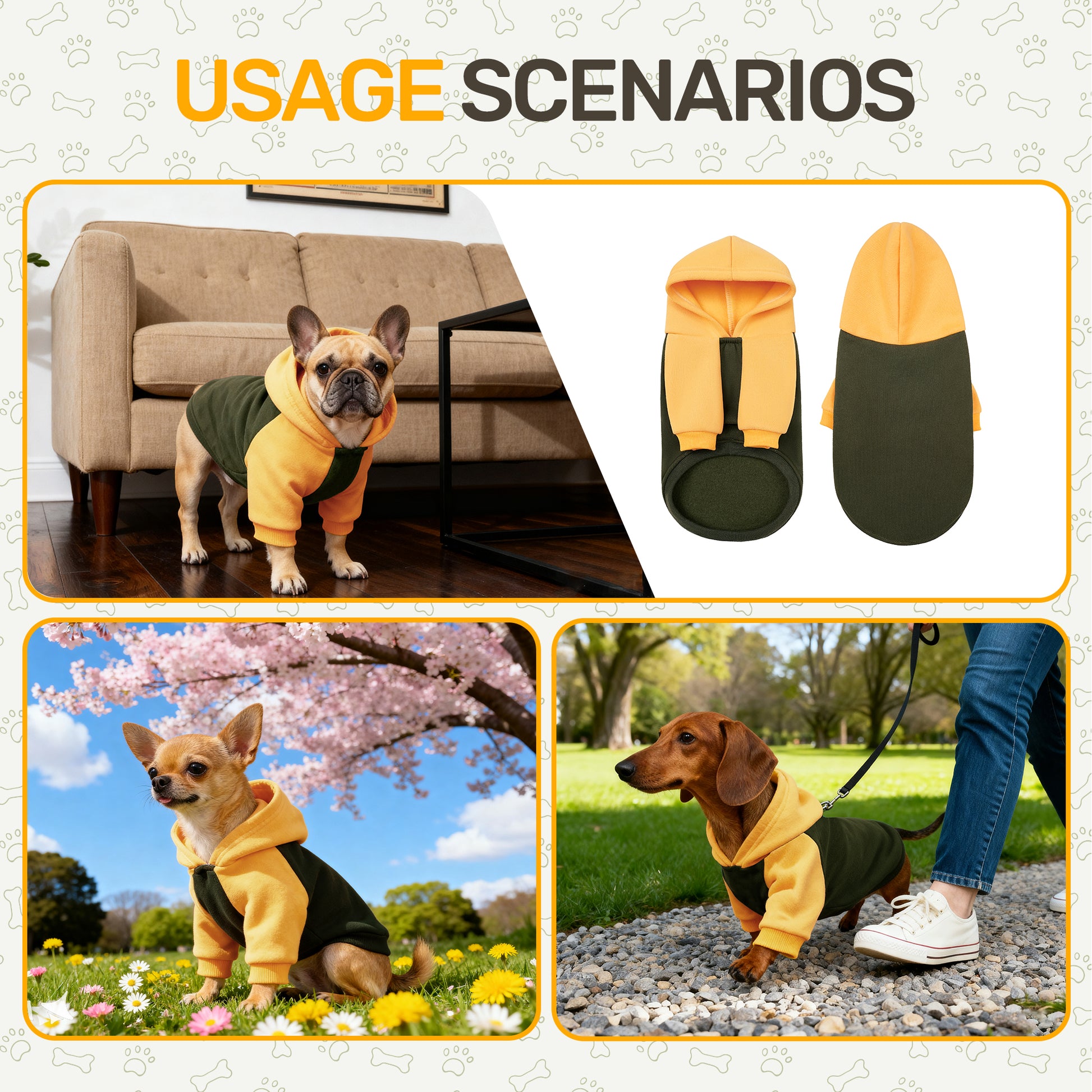 Color Block Dog Hoodie Olive Green