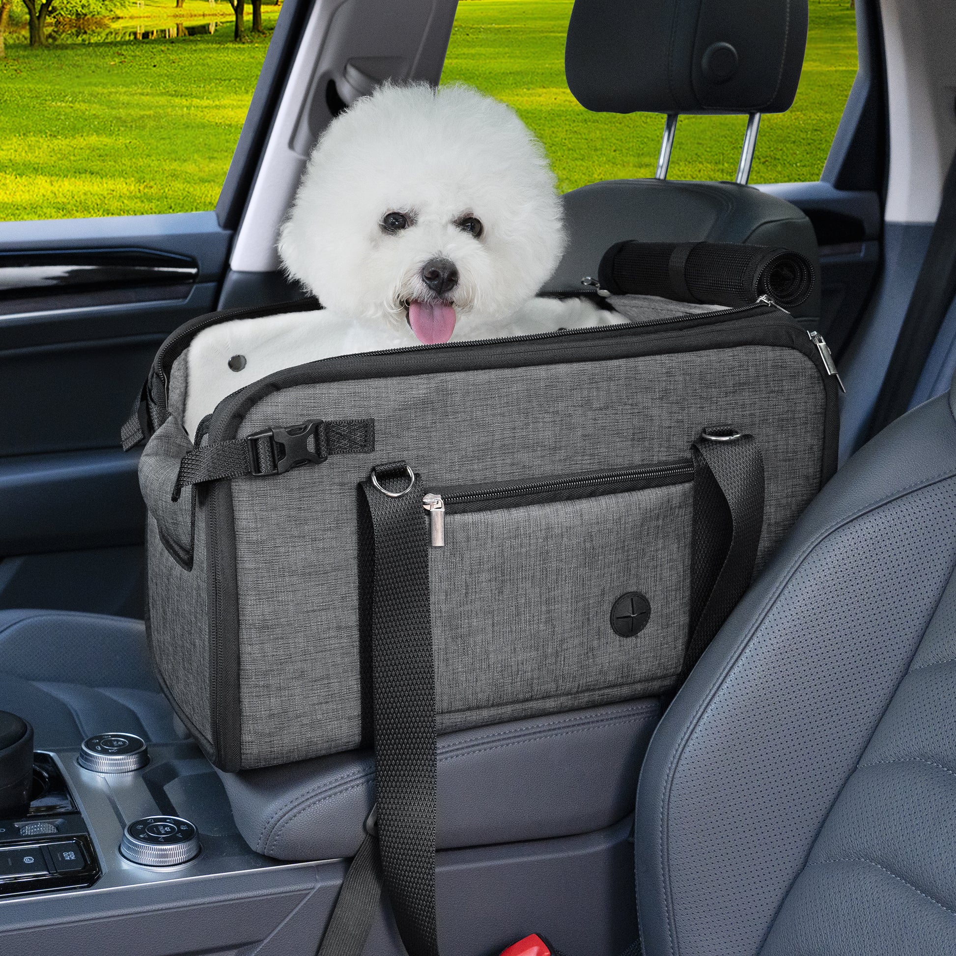 Dog Car Seat Center Console Up to 18 Lbs Dark Grey