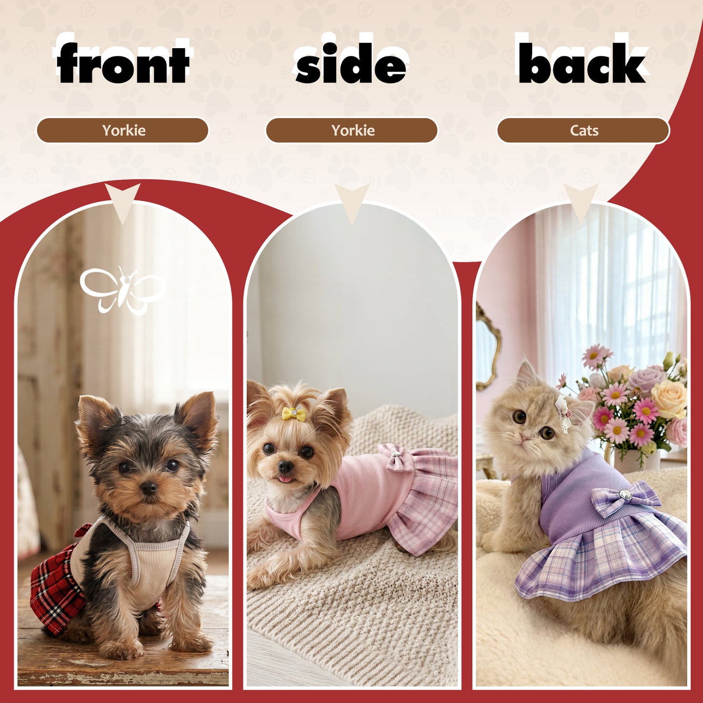 Dog Dress with Plaid Bow
