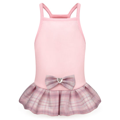 Dog Dress with Plaid Bow