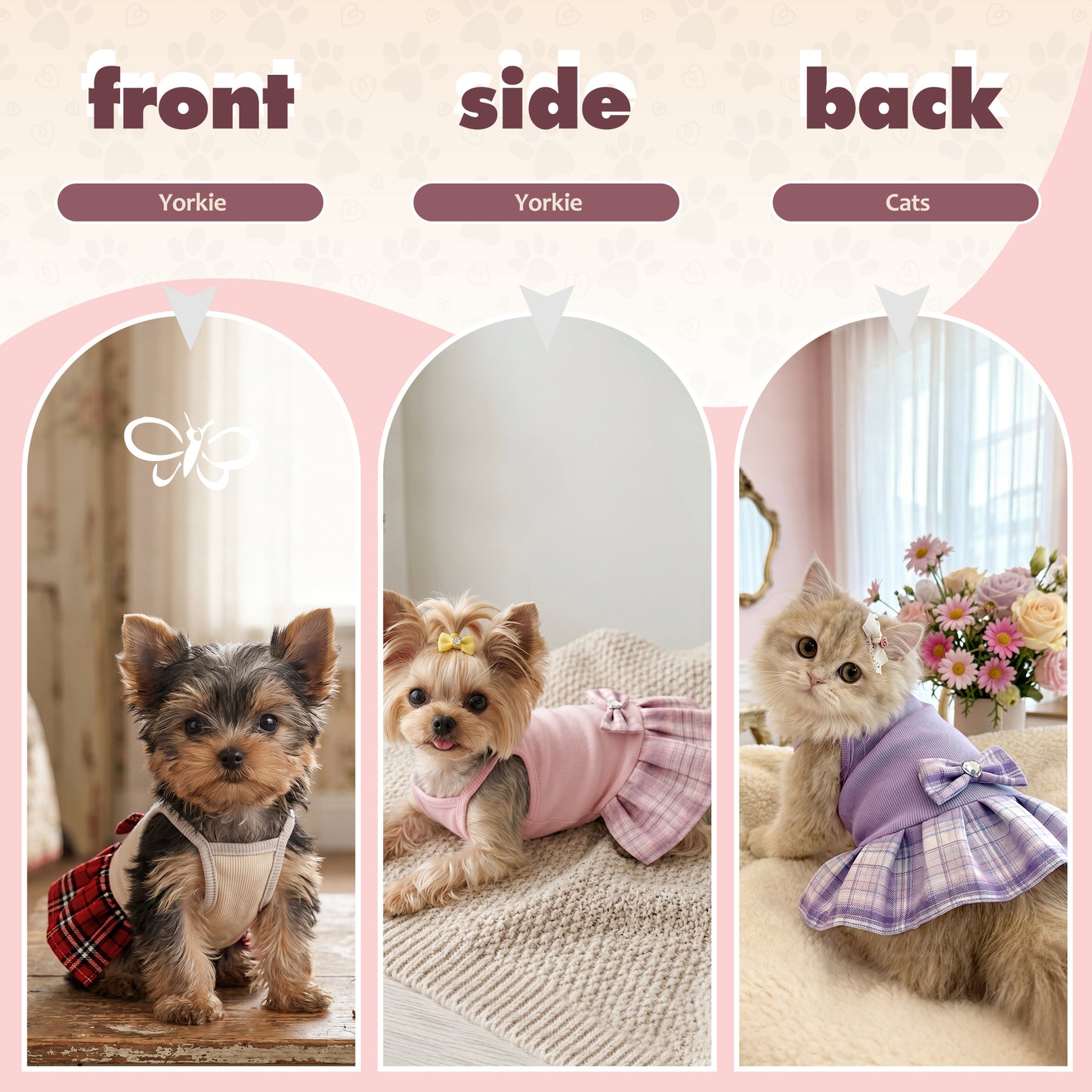 Dog Dress with Plaid Bow